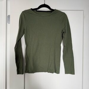 Army green ribbed long sleeve tee